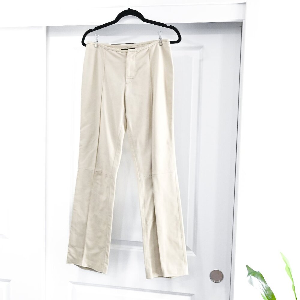 John Bartlett Mens 28 x 31 Ivory Slim Fit Straight 100% Leather Pant